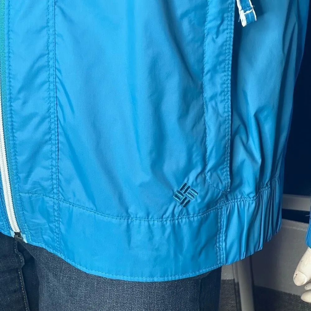 Columbia Omni-Shield Blue Outdoor Packable Windbreaker Rain Jacket Size Medium - Image 5