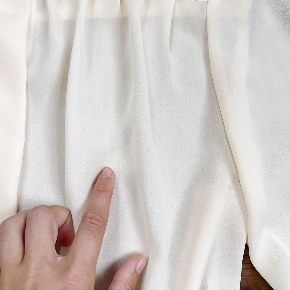 vintage • Josephine blouse 80s 90s secretary cream pleated button down sheer Size M - Image 8