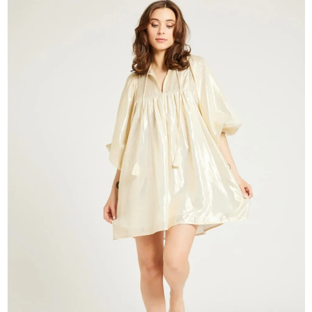 Mille Resort & Travel Shimmering Gold Long Sleeve Dress S - Image 2