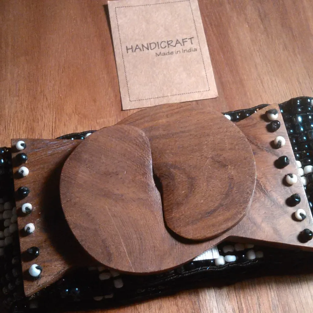 Southwestern Handcrafted Seed Bead Belt With Wooden Buckle - Image 12