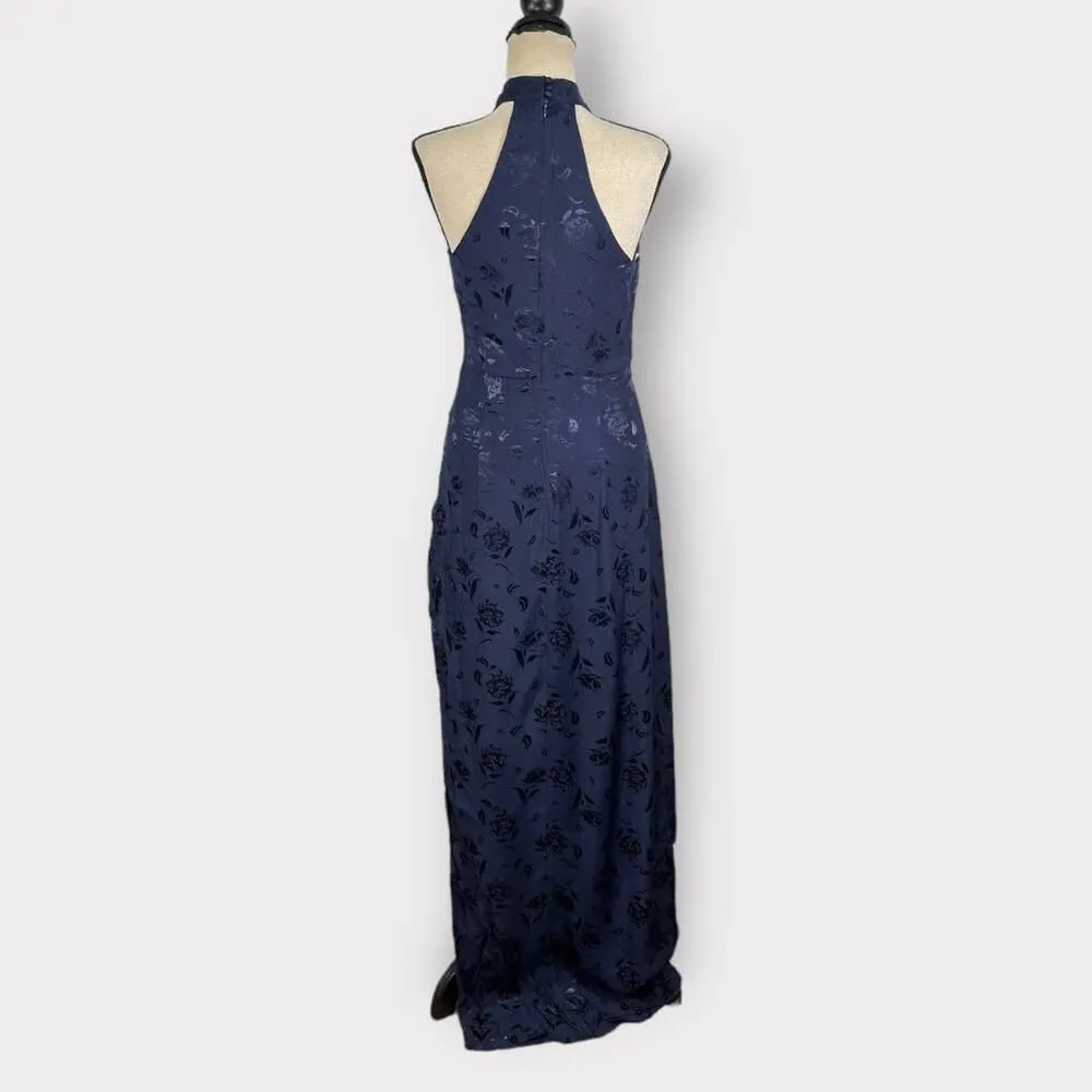 Lulus Red Carpet Ready Halter Column Gown Navy Blue Women's Small NWOT - Image 5
