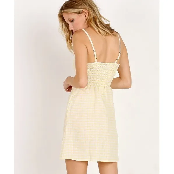 NWT Faithfull the Brand Linen Rodeo Dress Sz 6 Gingham Kivotos Yellow Tie Front - Image 12