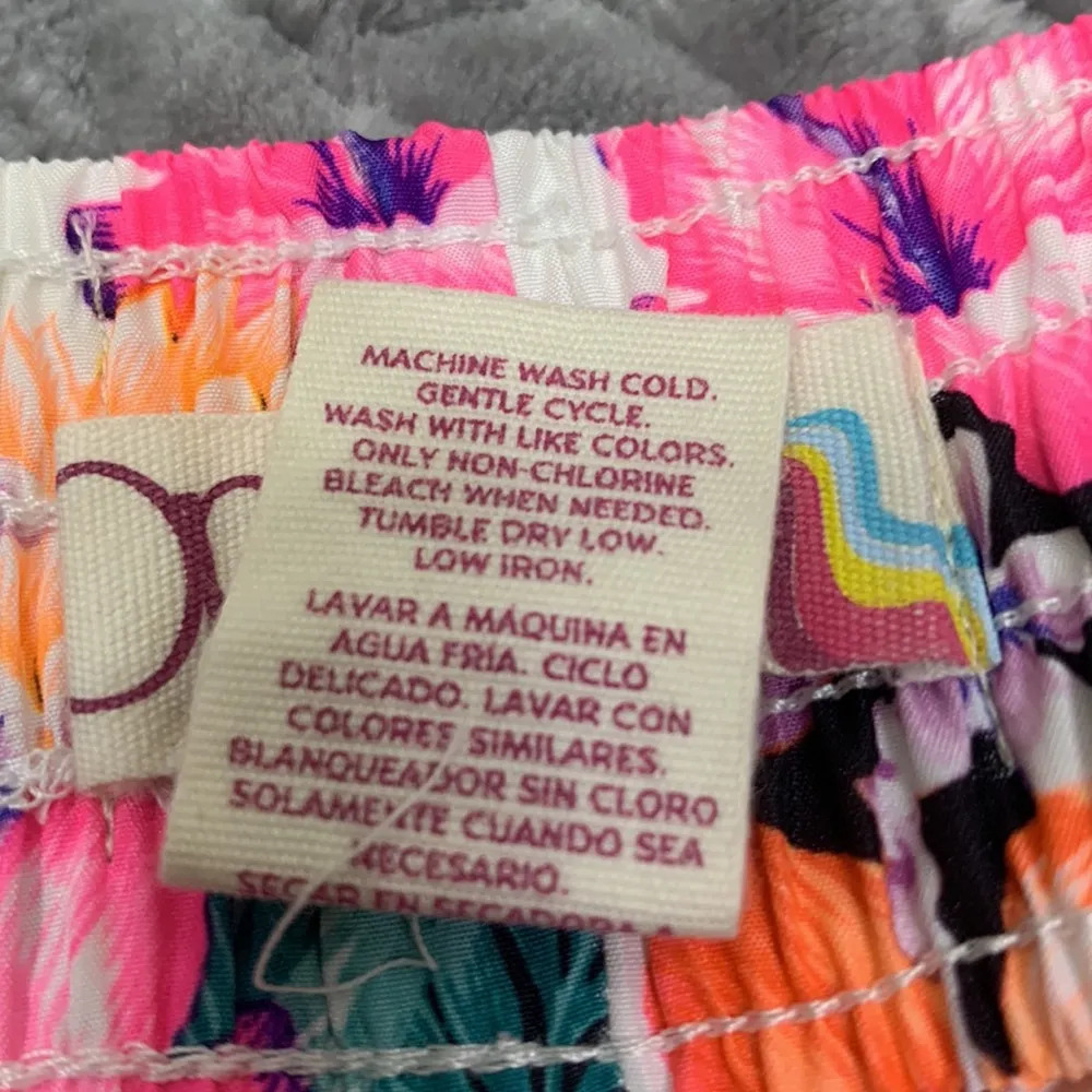 Floral Hawaiian Print White Board Shorts Swim Shorts Size L (11-13) - Image 7