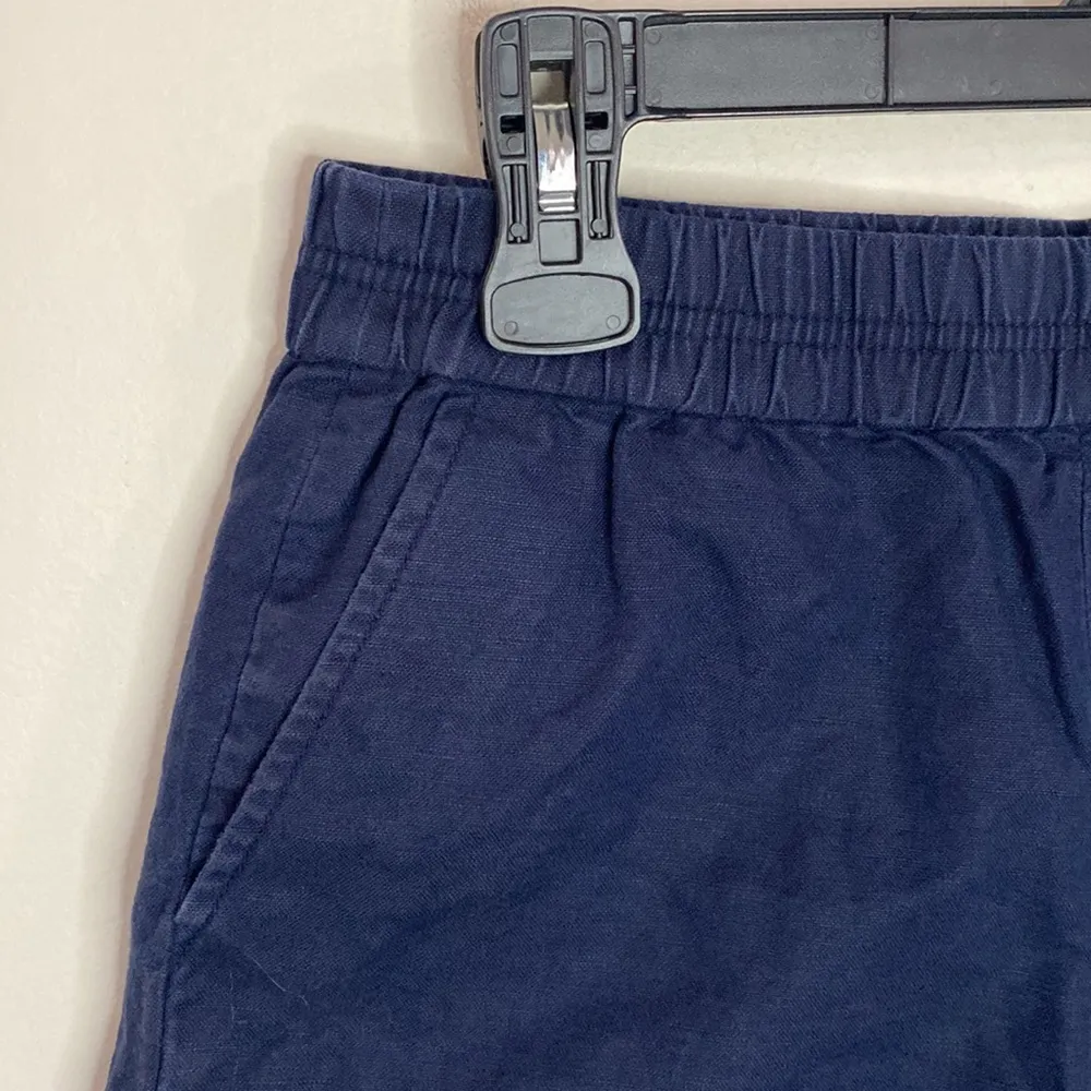 J Crew Factory navy linen blend boardwalk pull on mini shorts 3” inseam size 4 Blue - Image 3