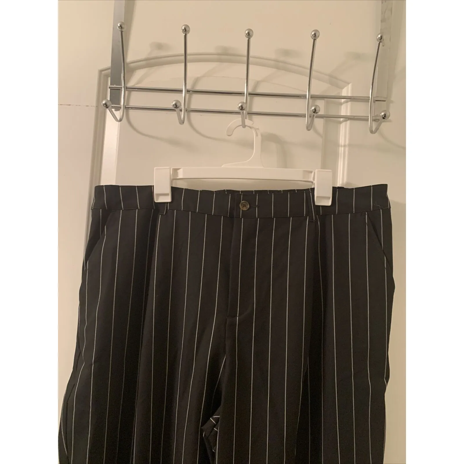 FUTURE COLLECTIVE Women's Plus Size 16W/18W Pinstriped Pants KAHLANA BROWN Black - Image 2