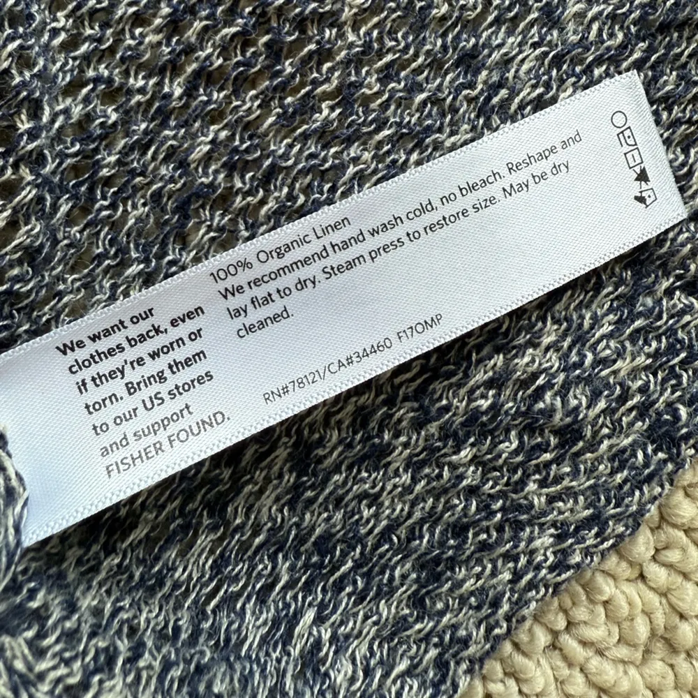 Eileen Fisher Women's Blue 100% Linen Lightweight Sweater Cardigan Size Large - Image 6