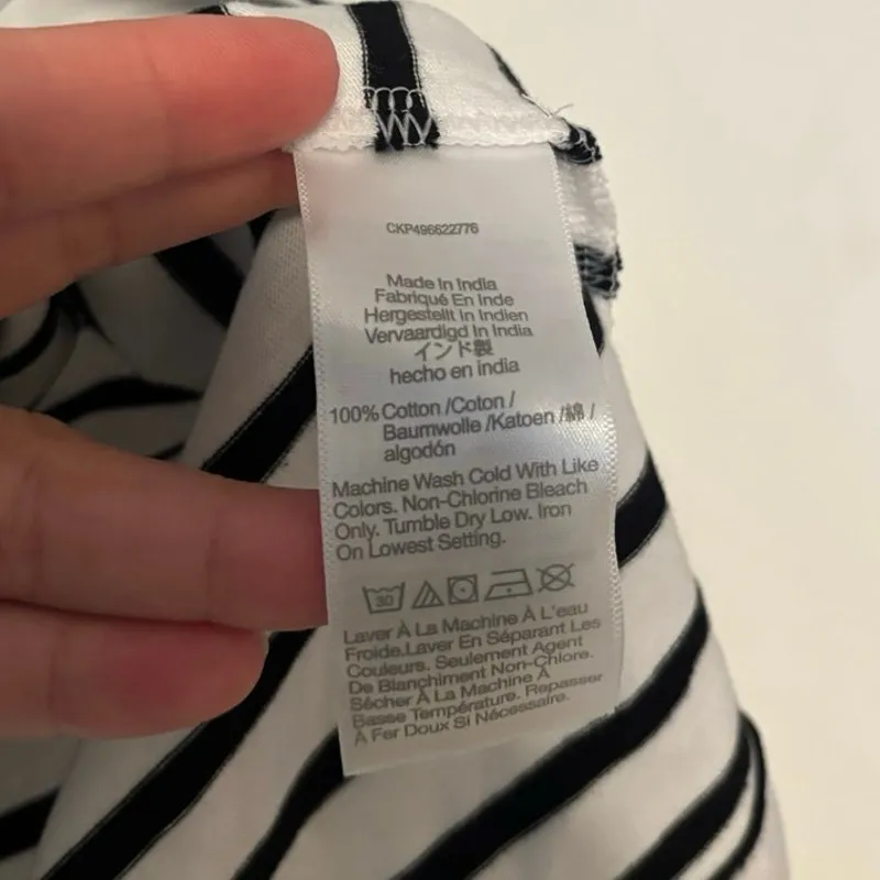 NWT Madewell The Perfect Crewneck Tee in Allday Jersey Black White Stripe Size M - Image 5