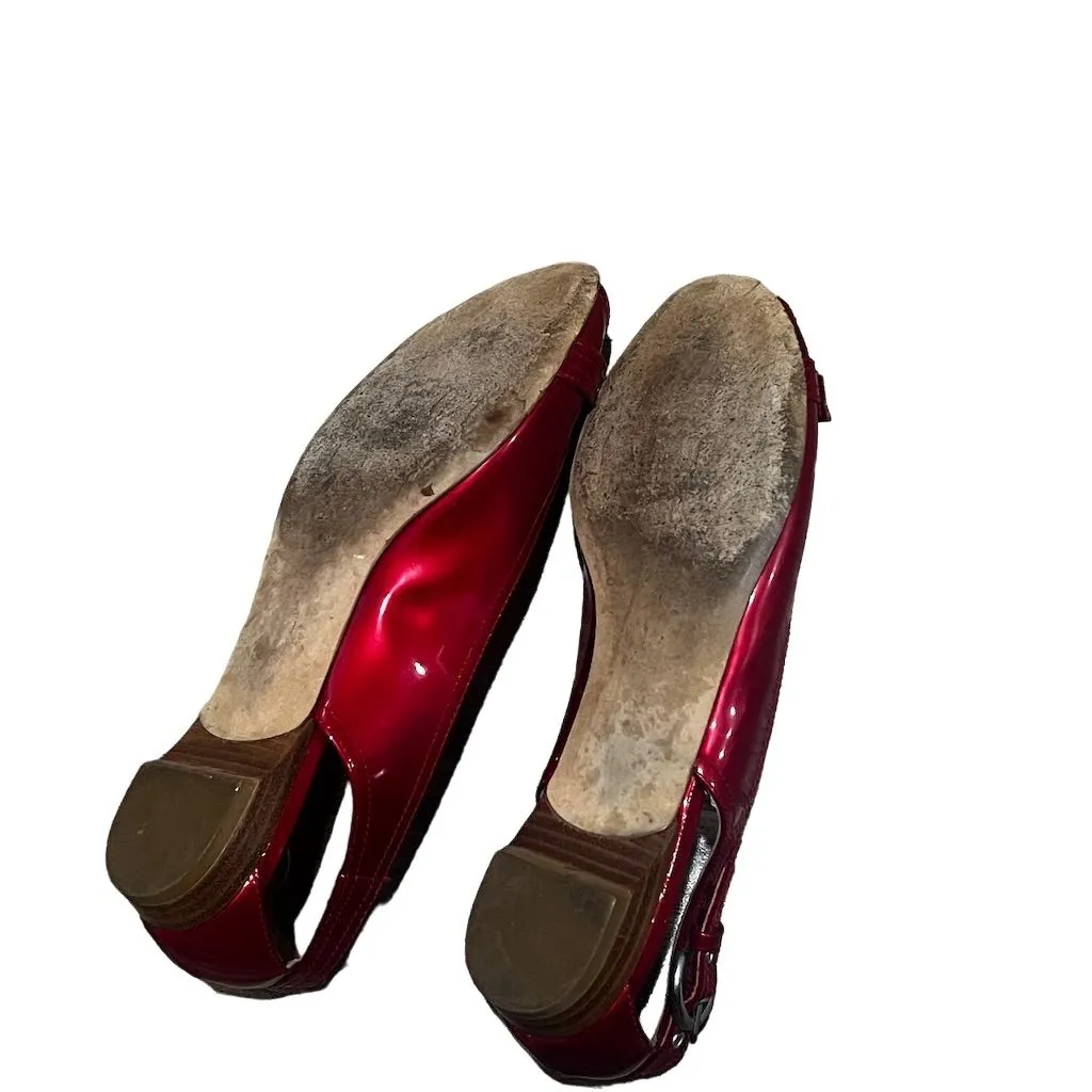 Michael Kors Women's Red Leather Ballet Flats Size 7.5M Slip-On Casual Shoes - Image 10