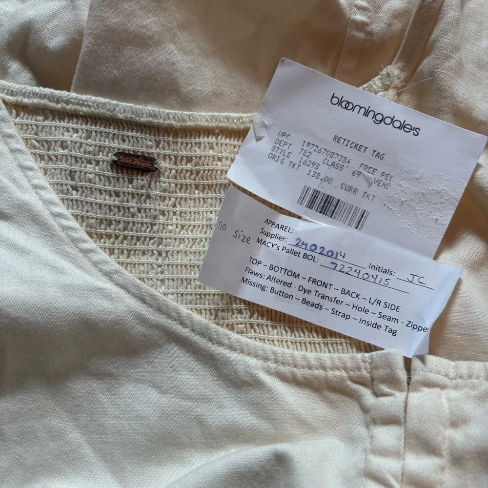 Free People NWT White Cheyenne Denim Minidress Square Neck Puff Sleeve Large/ XL - Image 4