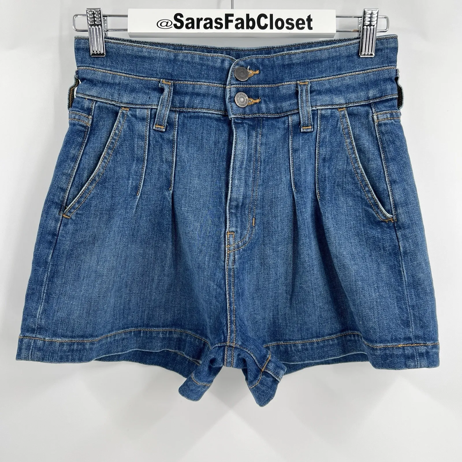 Veronica Beard Jaylen Denim Jean Shorts In Cornflower Blue High Rise Size 26 - Image 3