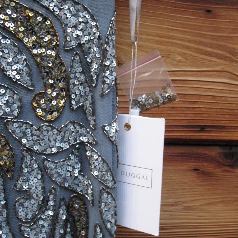 Mac Duggal 5532 Womens Platinum Embellished Illusion Cap Sleeve Column Gown - Image 13