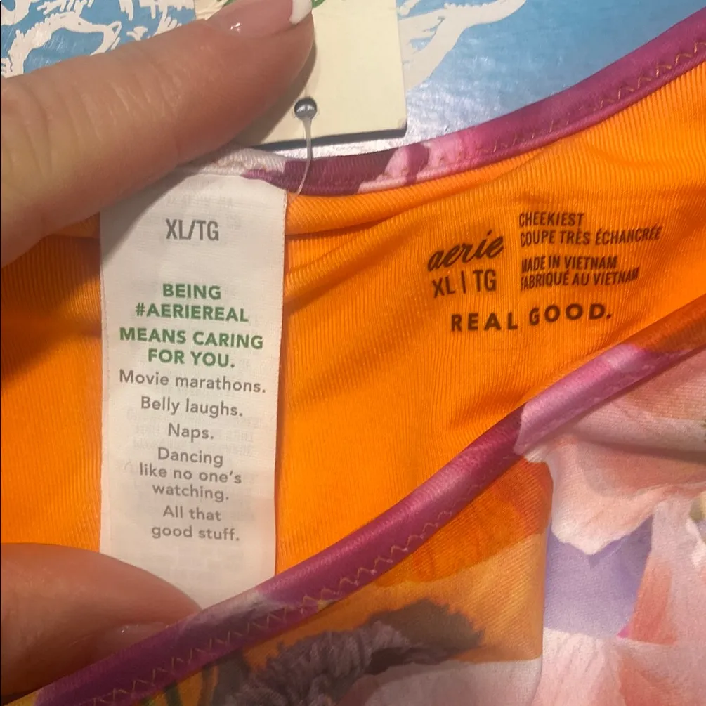 Aerie Orange Floral Bikini Bottom - Image 2