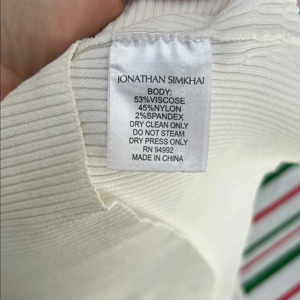 Jonathan Simkhai ivory cutout sleeve ribbed knit top XS White - Image 8