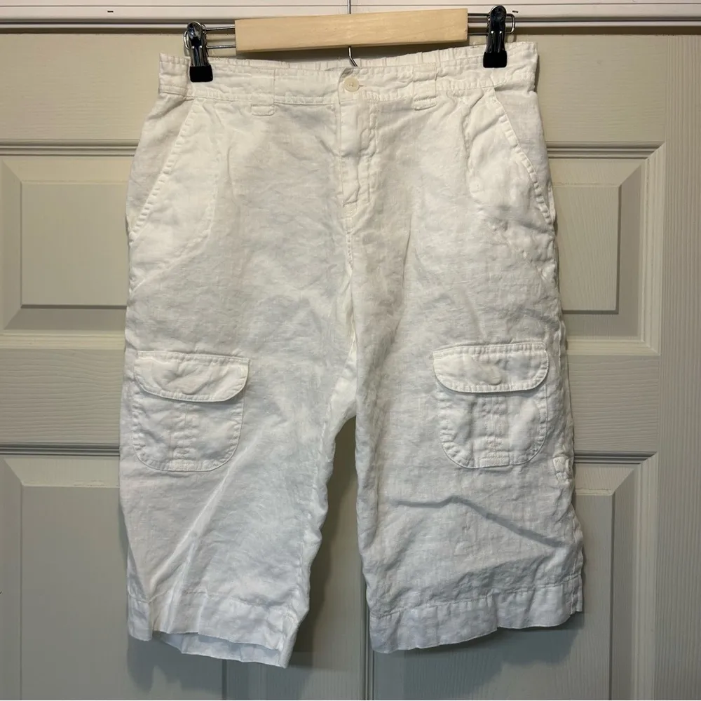 Johnny Was Cargo Shorts White 100% Linen Womens Size Small NWOT - Image 5