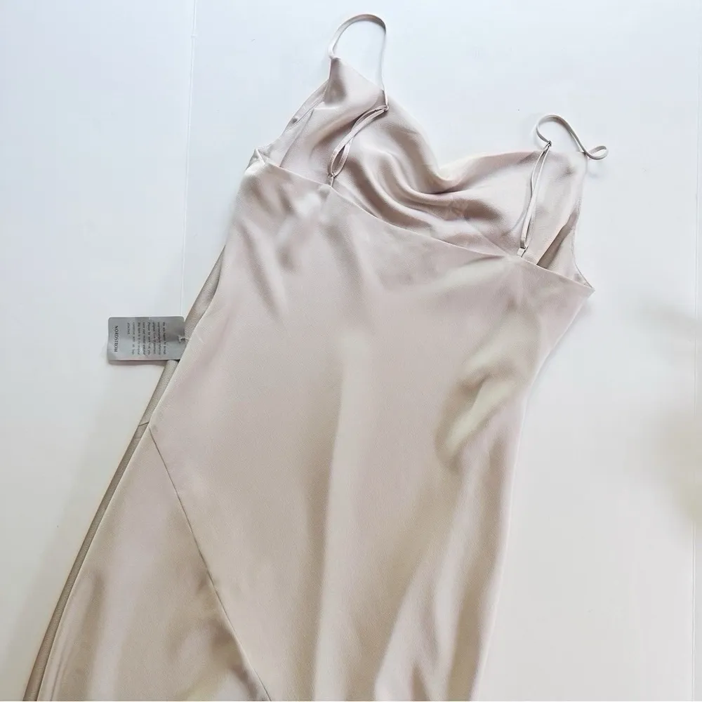 NEW Shona Joy Cowl Neck Satin Gown Dress Porcelain - Image 7