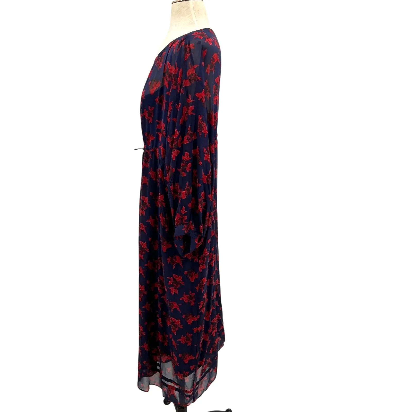 Madewell No.6 Silk Magical Dress Vintage Rose‎ Floral Print Blue Red Size 14 - Image 9