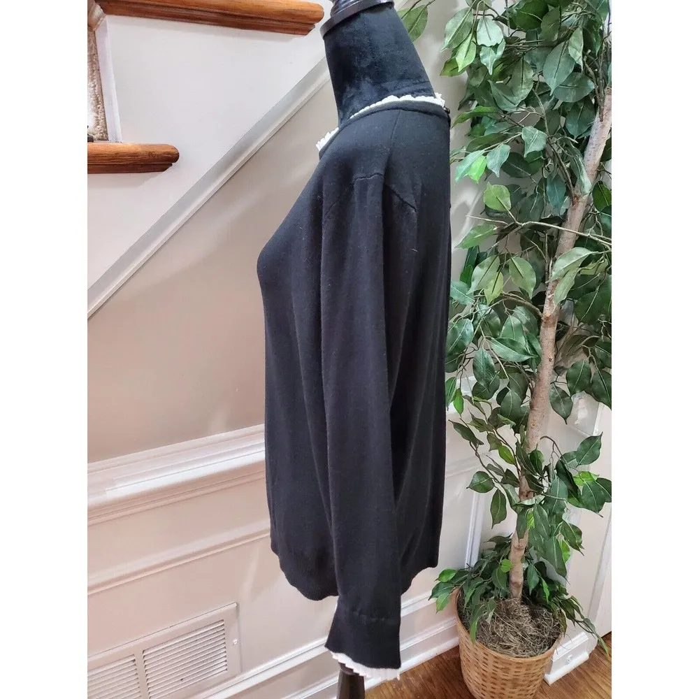 Vila Milano Womens Black Nylon Round Neck Long Sleeve Pullover Top Shirt Size XL - Image 6