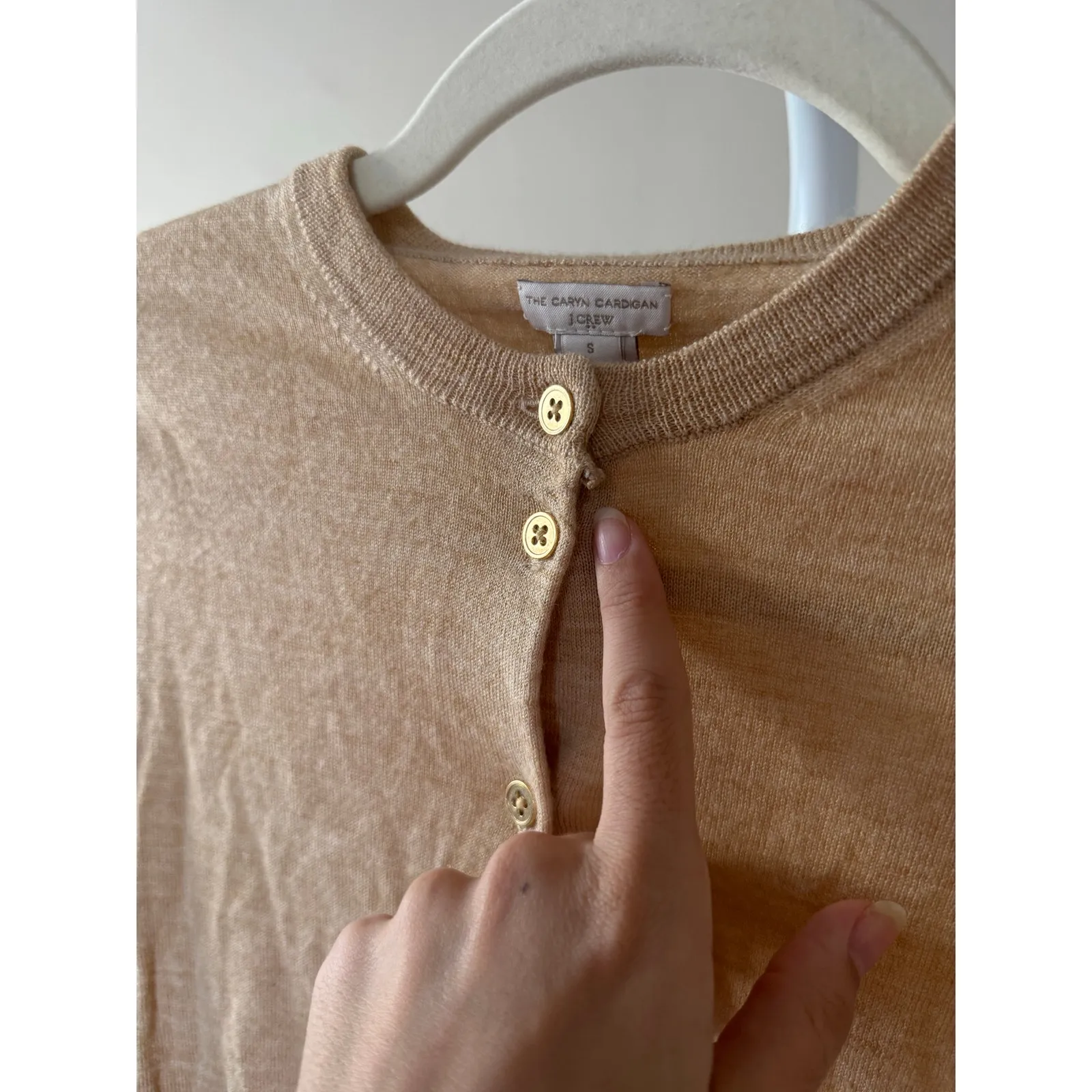 J Crew Beige Cardigan Wool Blend Academia Preppy Elevated Basic Lightweight - Image 6