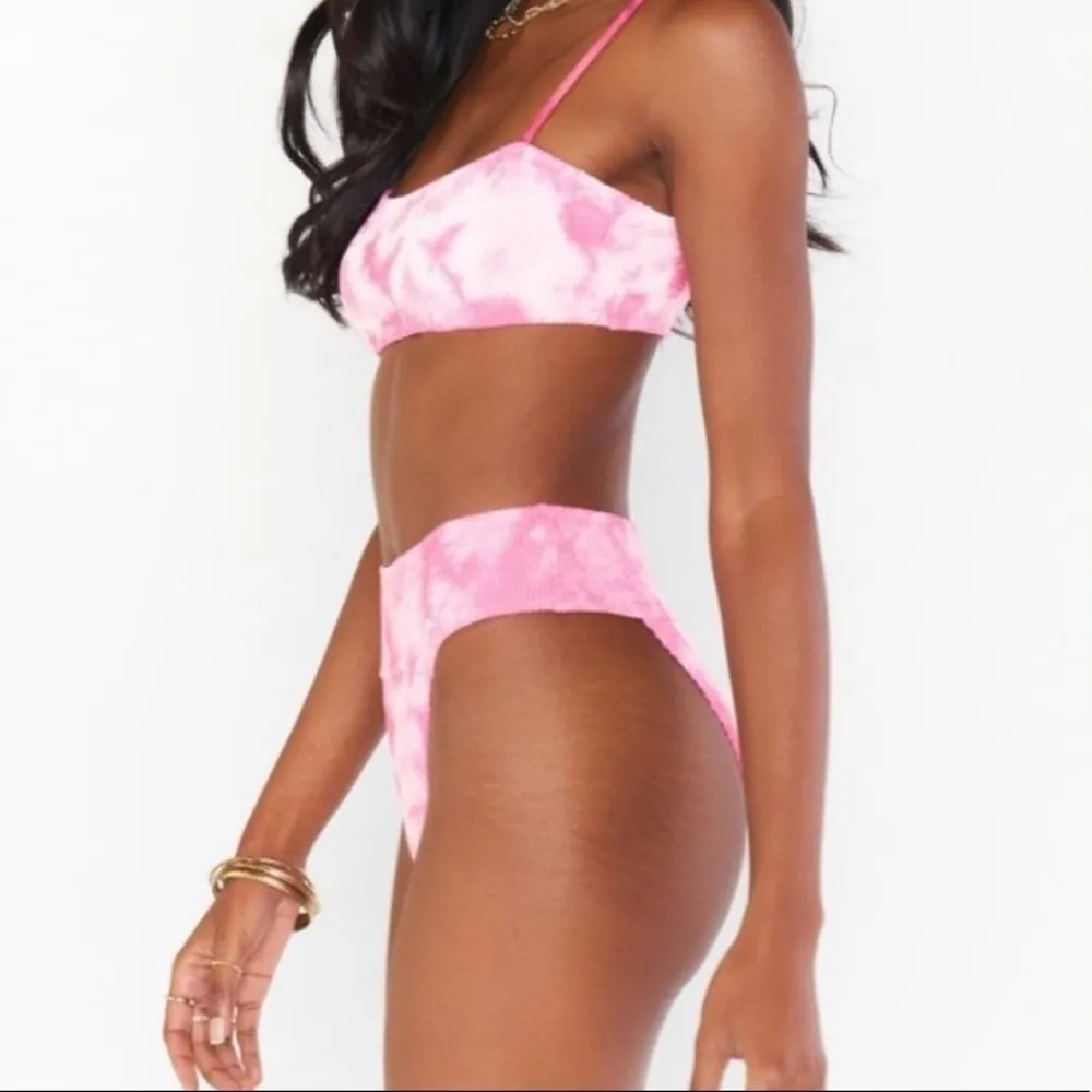 NWT SHOW ME YOUR MUMU Pink Tie Dye Scrunch Bikini Destin Top Del Rey Bottoms Set - Image 3