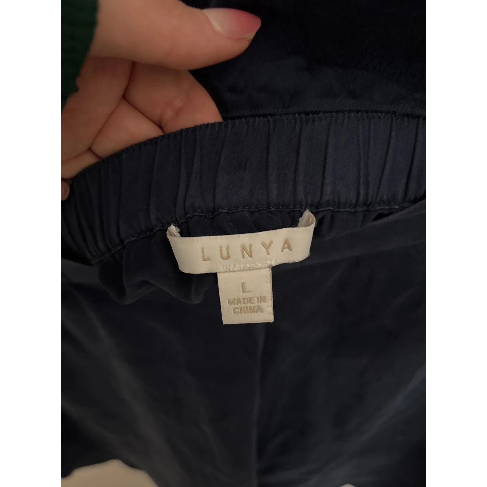 Lunya Pajama Set Womens Large Washable Silk Tank Shorts Deep Navy Blue Sleep PJs - Image 8