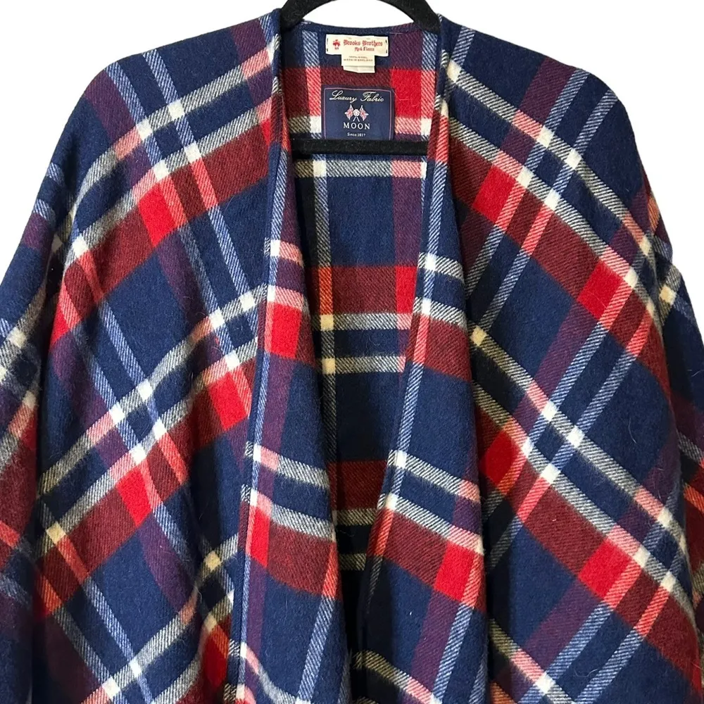 Brooks Brothers‎ Red Fleece 100% Wool Wrap Cape Cardigan Made in England - Image 2