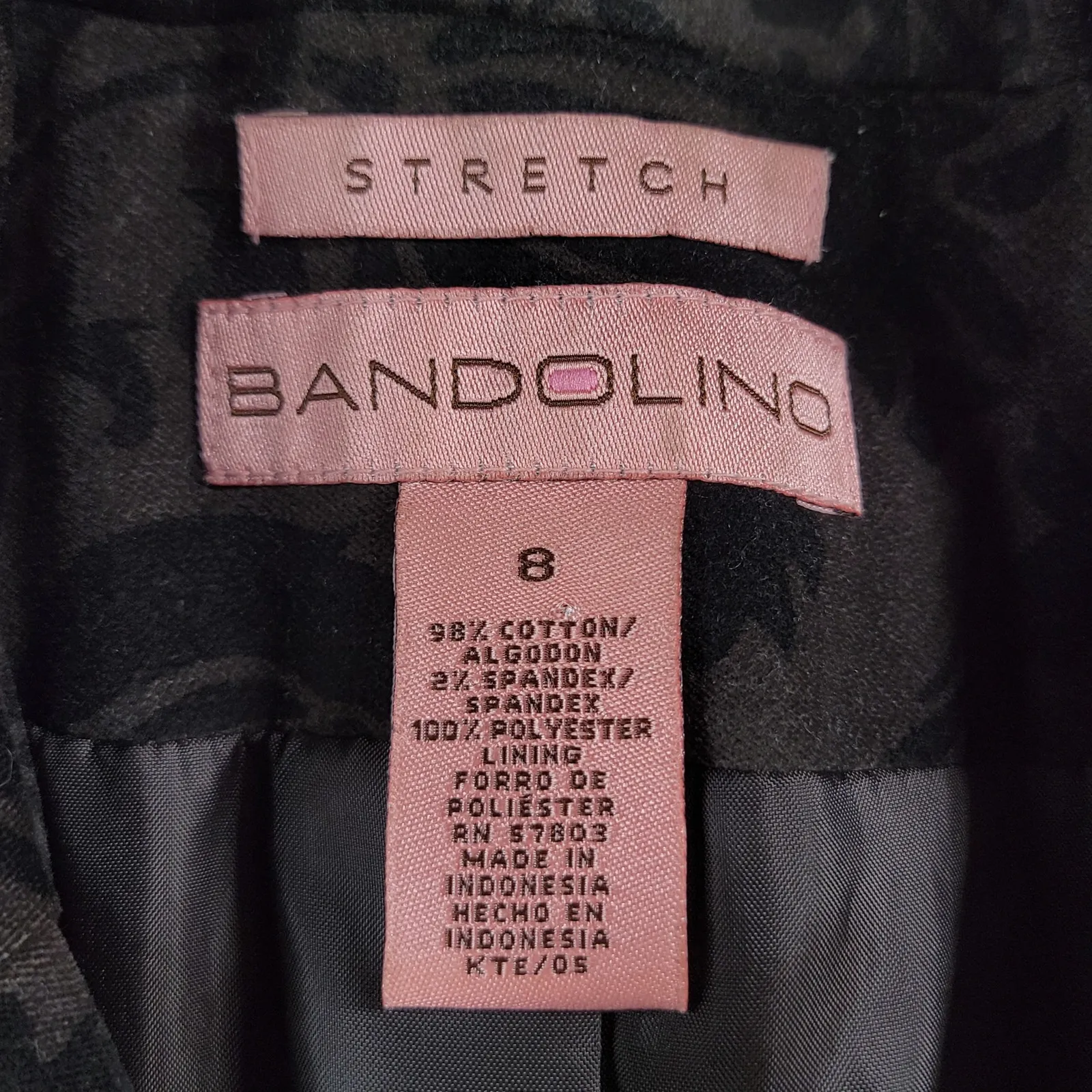 Bandolino Womens Blazer‎ Jacket 8 Black Brown Floral Stretch Texture Peplum Crop - Image 9