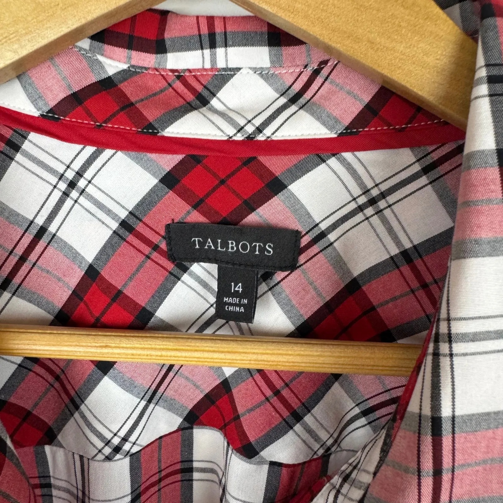 Talbots Womens Perfect‎ Shirt Sz 14 Plaid Button Down Long Sleeve Career Casual - Image 9