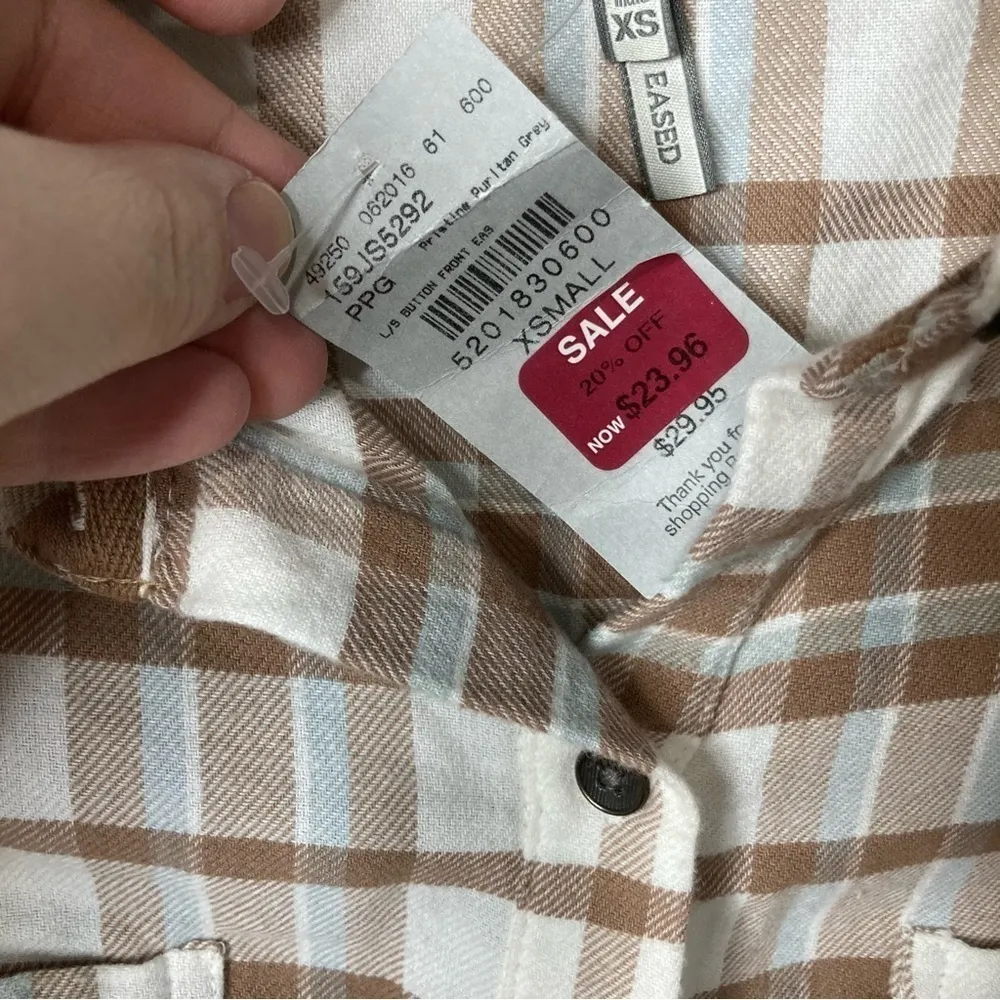 NWT BKE plaid flannel button‎ down shirt size XS - Image 4