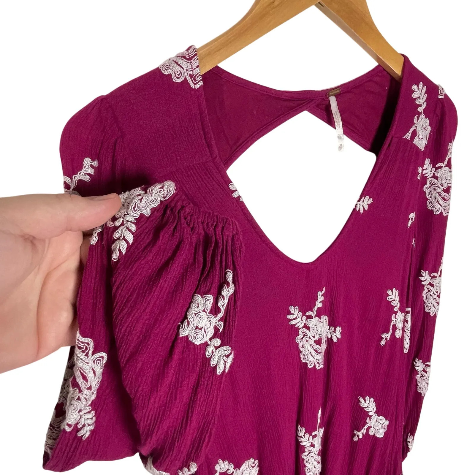 FREE PEOPLE Women’s Austin Emma Embroidered Boho Mini Swing Dress XS - Image 3