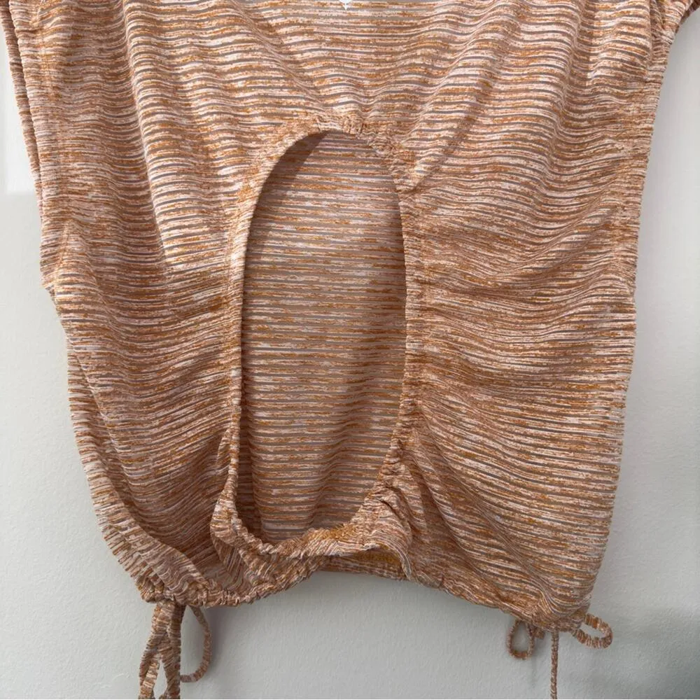 Free People FP Movement Open Back Short Sleeve Top Cinch Tie Side Waist Striped - Image 6