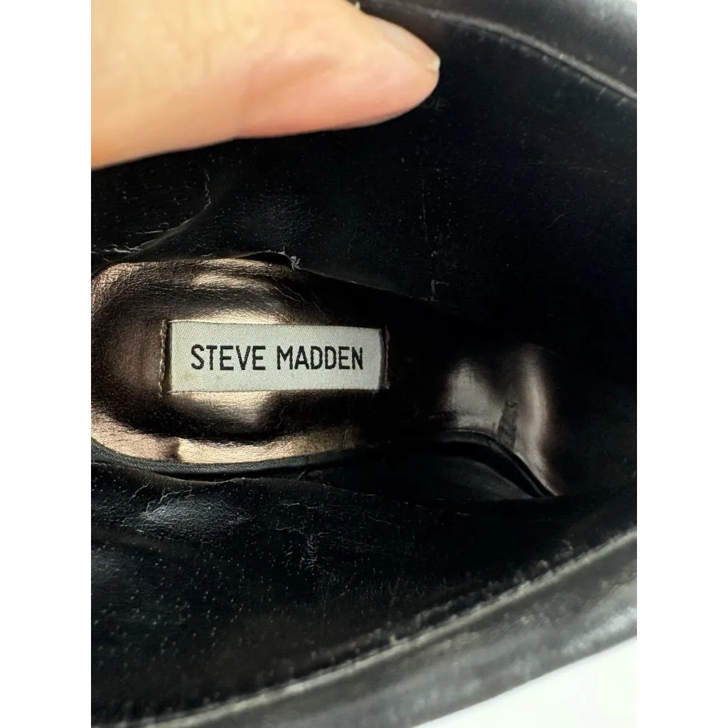 Steve Madden Bootie Heels Womens 8.5 Black Leather Witchy Whimsigoth Fairygrunge - Image 11