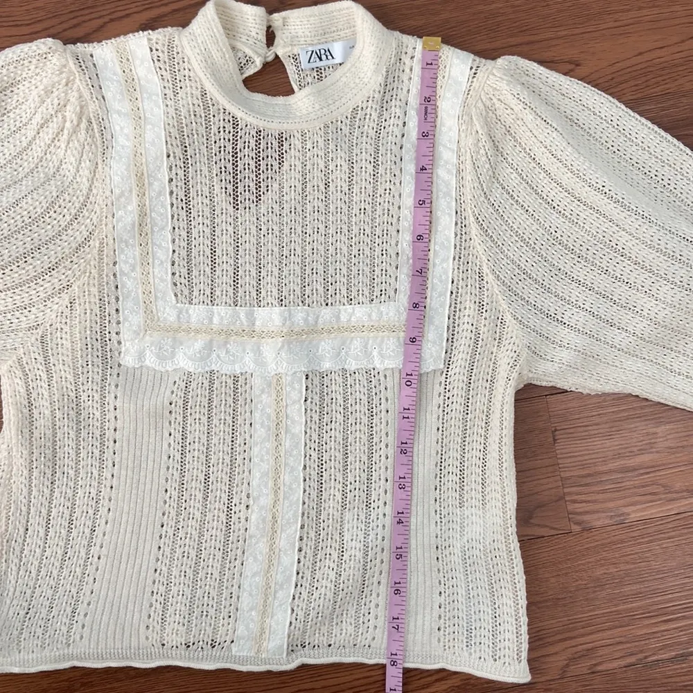 Zara Romantic Knit Top Blouse Lace Trim Bloggers' Favorite - Image 13