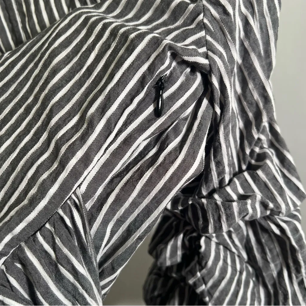 White House Black Market Striped V-Neck Top Gray Stripe 0 - Image 9