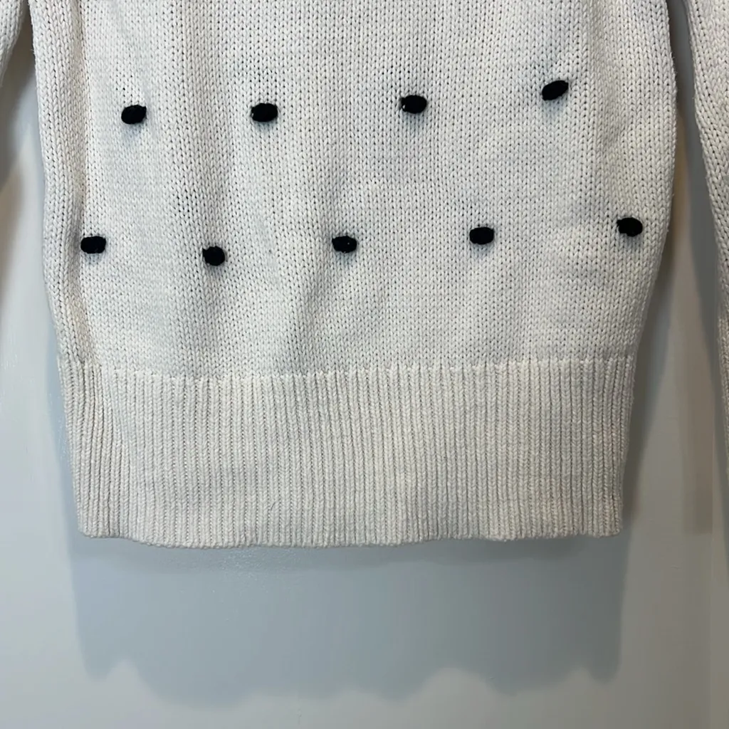 LOFT Cream Sweater with Black polka dots size XS. - Image 4