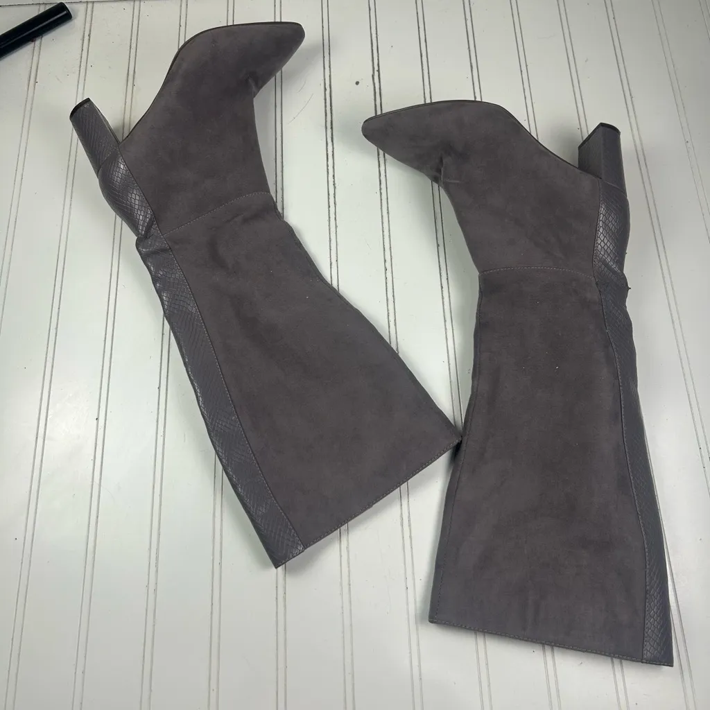 Isaac Mizrahi Gray Suede Knee-High Block Heel Boots Women’s Size 7.5 - Image 8