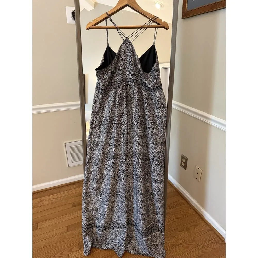 Loft Ann Taylor Women's Vine Print Cami Sun Dress Black Size 16 - Image 7