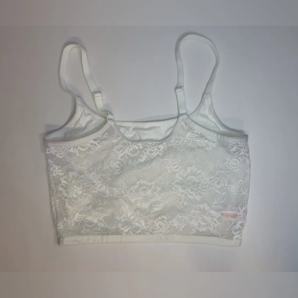 Colsie Women’s White Floral Lace Bralette Casual‎ Corset Cropped Tank Top Size M Size M - Image 4