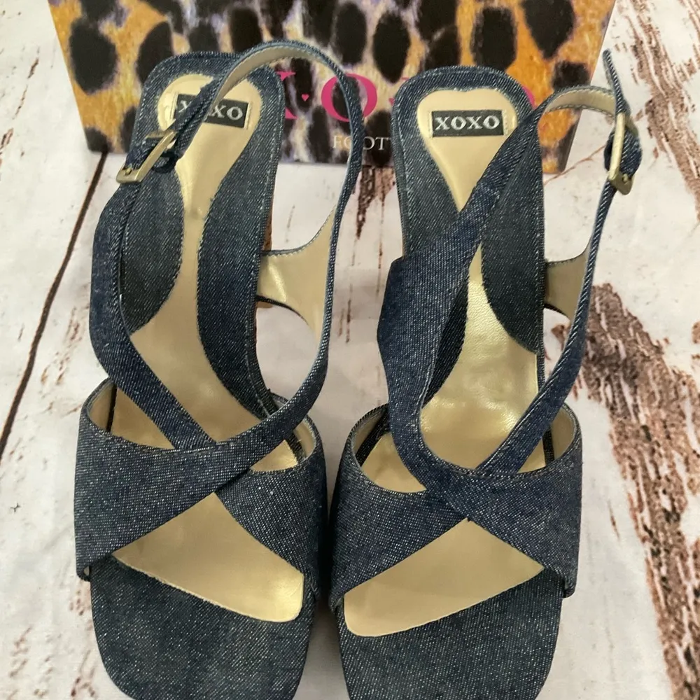 XOXO DENIM AND CORK SLINGBACK HEELS - Image 7