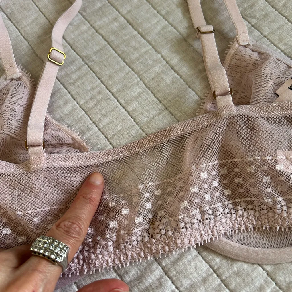 Victoria secret light blush coquette, ballet, soft, sheer lace bra, 34C - Image 6