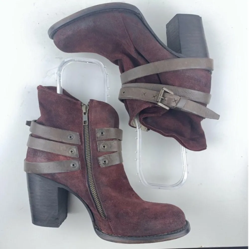 Freebird Steven Blaze Booties Burgundy‎ Maroon Suede Red Wine Stacked Heel Boot - Image 11