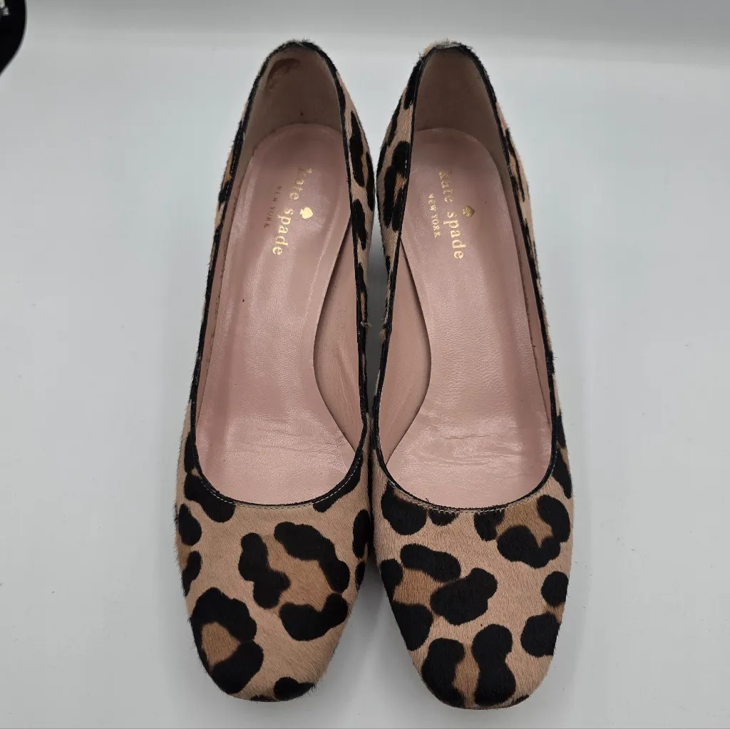 Kate Spade Womens Milan Too Pump Heels Size 7 1/2 calf hair cheetah Animal Print - Image 4