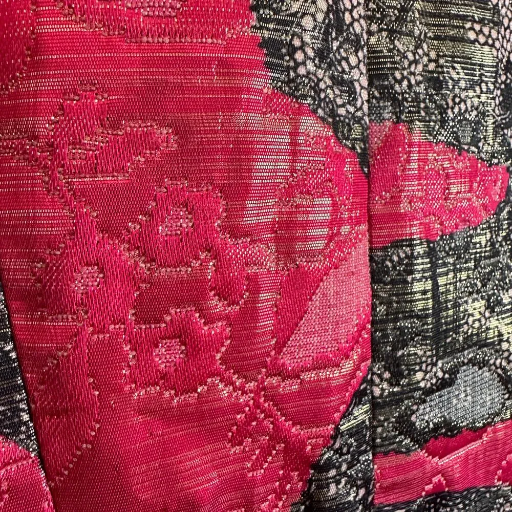 DRAPER JAMES | Black and pink Jacquard Cocktail Dress | Size 0 - Image 3