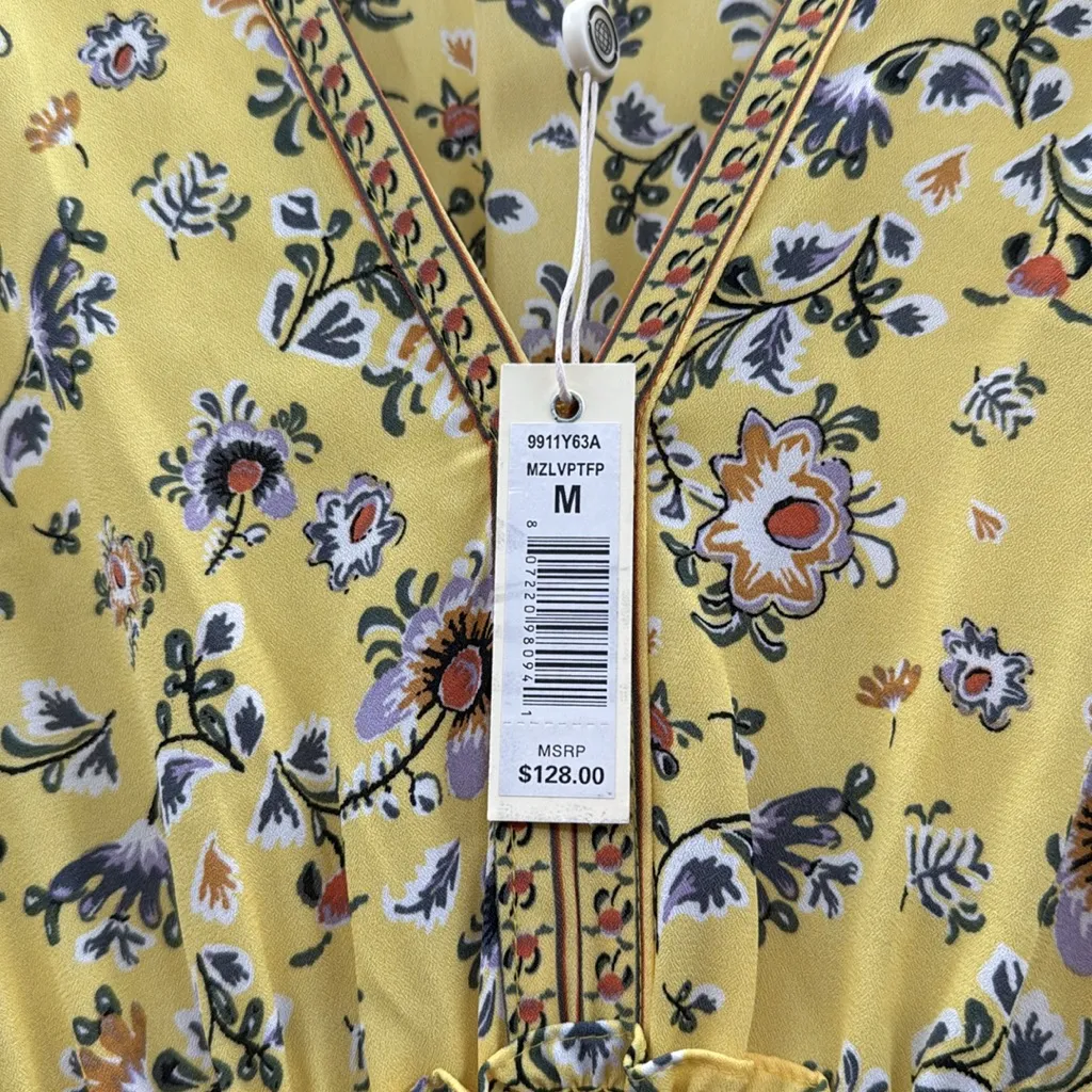 Max Studio Yellow Floral Long‎ Sleeve Dress - Image 3