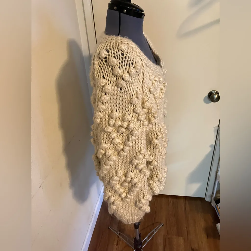 Chicwish Womens soft heart shaped balls Thick open Cardigan Sweater ivory cream - Image 13