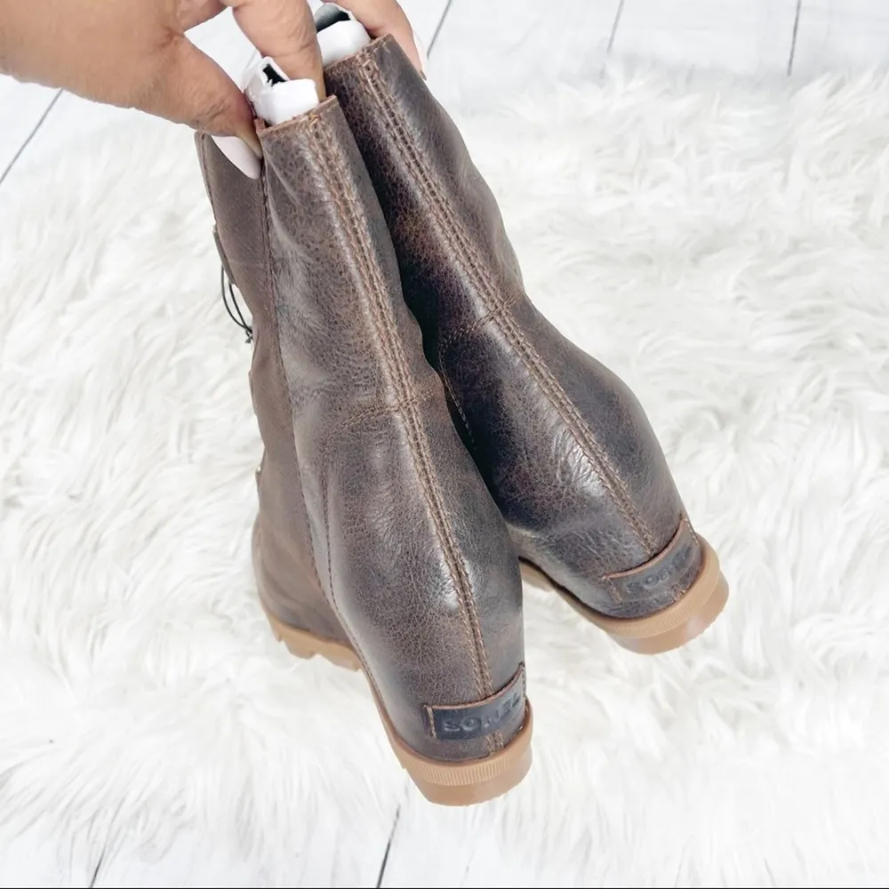 Sorel Women's Brown Joan of Arctic Wedge II Leather Boots Burro 10.5 NEW - Image 4