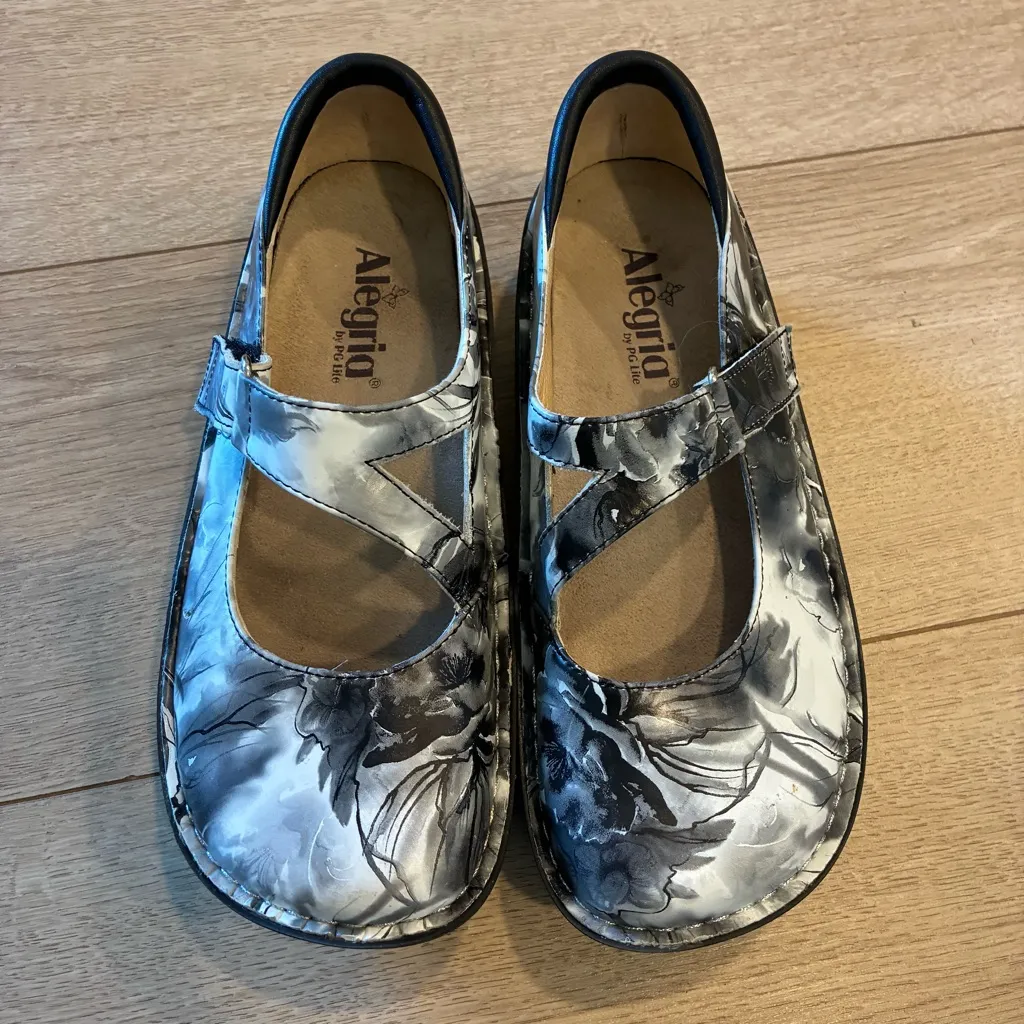 Alegria Women’s Dayna DAY-368 Leather Black White Floral Mary Jane Size 37/7-7.5 - Image 6