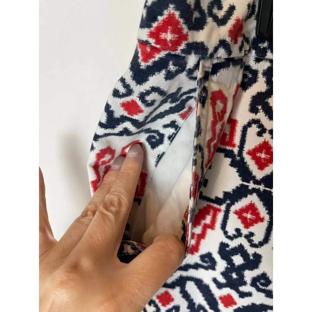 Tommy Hilfiger Red White And Blue Aztec Print Cotton Mid Rise Shorts Size 12 - Image 4