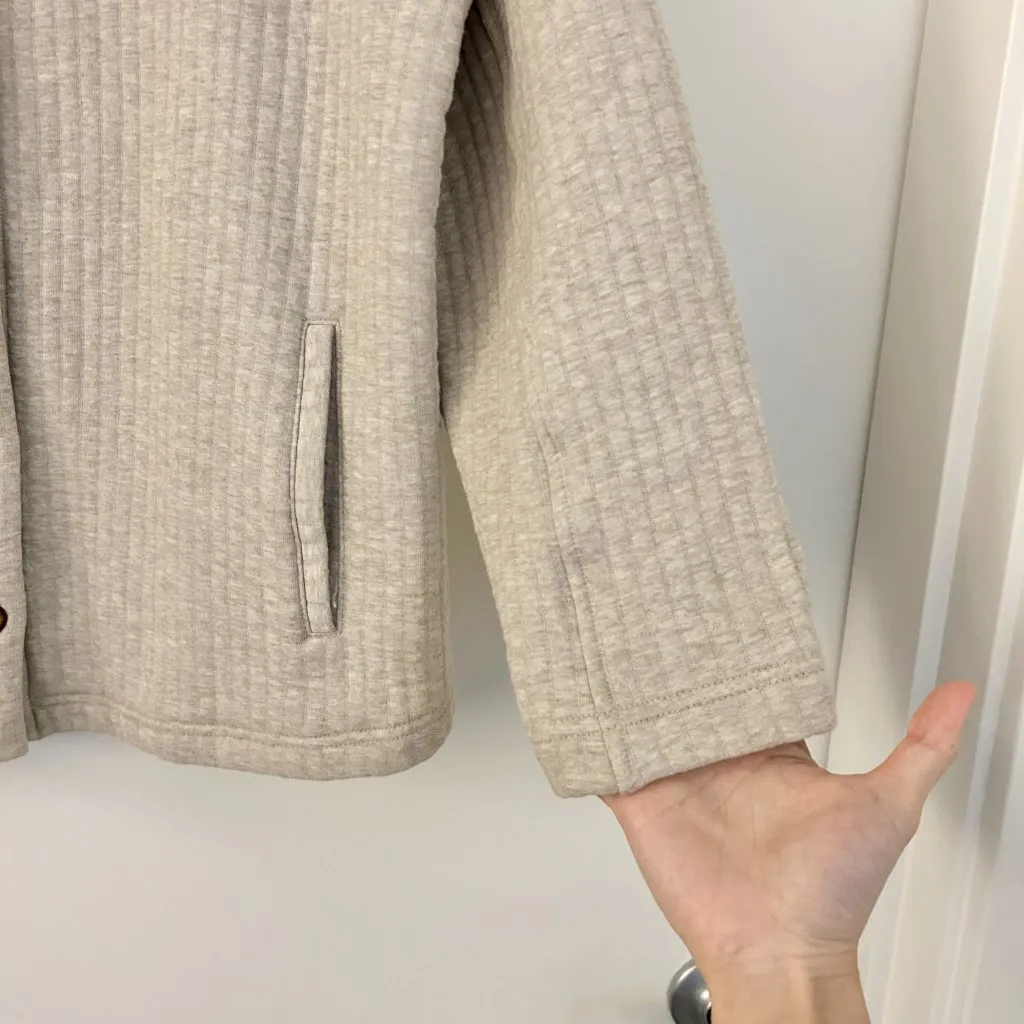 Pure Jill J. Jill Quilted Button Down Oatmeal Tan Shacket Cardigan Size XL - Image 5