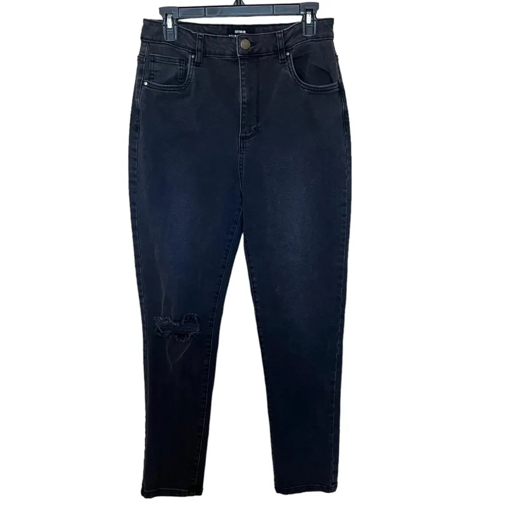 Cotton On Stretch Mom Jeans High Rise Distressed Black Skinny Leg Women’s Size 8 - Image 11