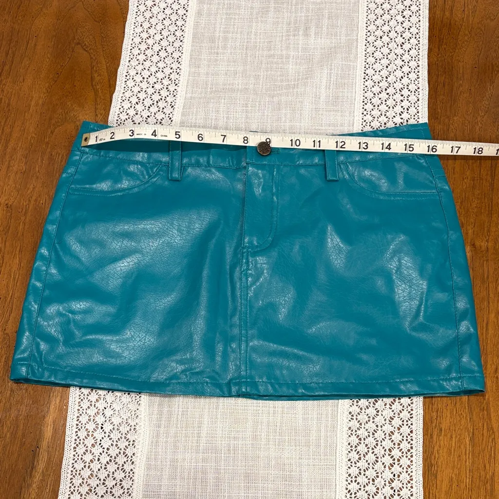 Vega Jeans Pleather Micro Mini Skirt Blue Size undefined - Image 4